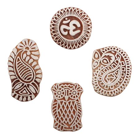 Set of 4 Piece New Mix Wooden Printing Blocks